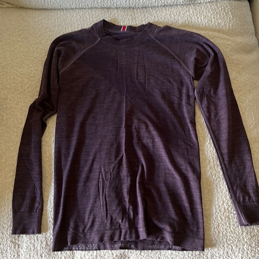 Tracksmith purple heathered Brighton base layer